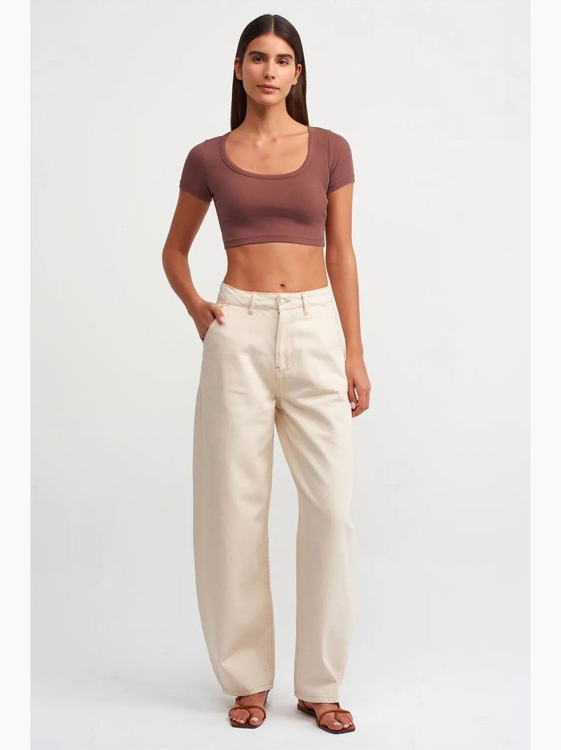T-shirt crop a coste da donna dilvin Malva - Kiabi