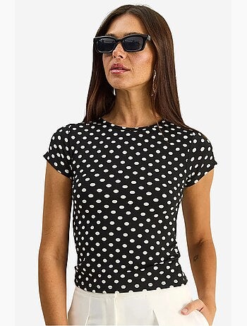 T-shirt crop a pois con girocollo lucci