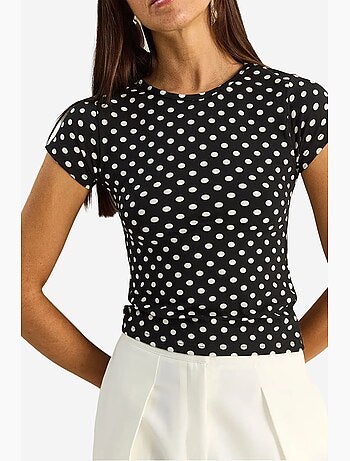 T-shirt crop a pois con girocollo lucci