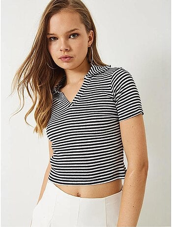 T-shirt crop a righe slim fit lucci