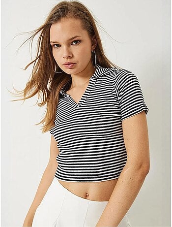 T-shirt crop a righe slim fit lucci
