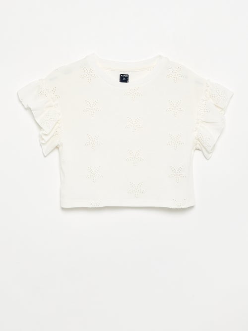 T-shirt crop con ricamo sangallo - Kiabi T-shirt crop con ricamo sangallo - Kiabi