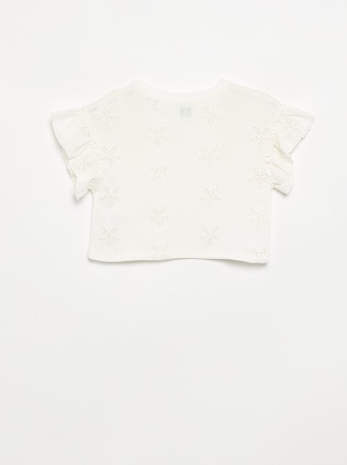 T-shirt crop con ricamo sangallo - Kiabi T-shirt crop con ricamo sangallo - Kiabi