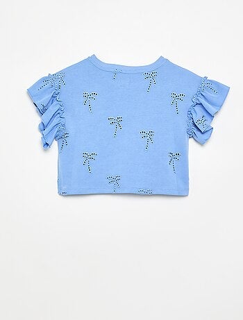 T-shirt crop con ricamo sangallo