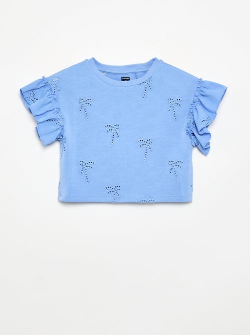 T-shirt crop con ricamo sangallo - Kiabi T-shirt crop con ricamo sangallo - Kiabi