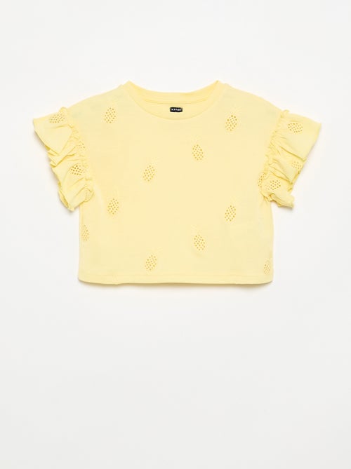T-shirt crop con ricamo sangallo - Kiabi T-shirt crop con ricamo sangallo - Kiabi
