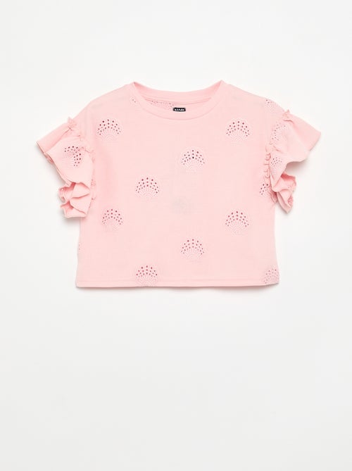 T-shirt crop con ricamo sangallo - Kiabi T-shirt crop con ricamo sangallo - Kiabi