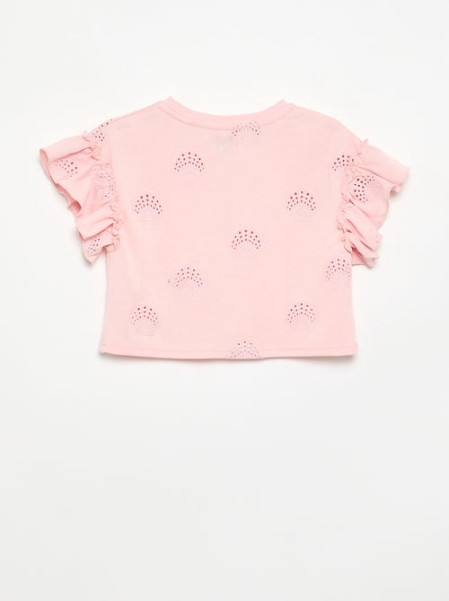 T-shirt crop con ricamo sangallo - Kiabi T-shirt crop con ricamo sangallo - Kiabi