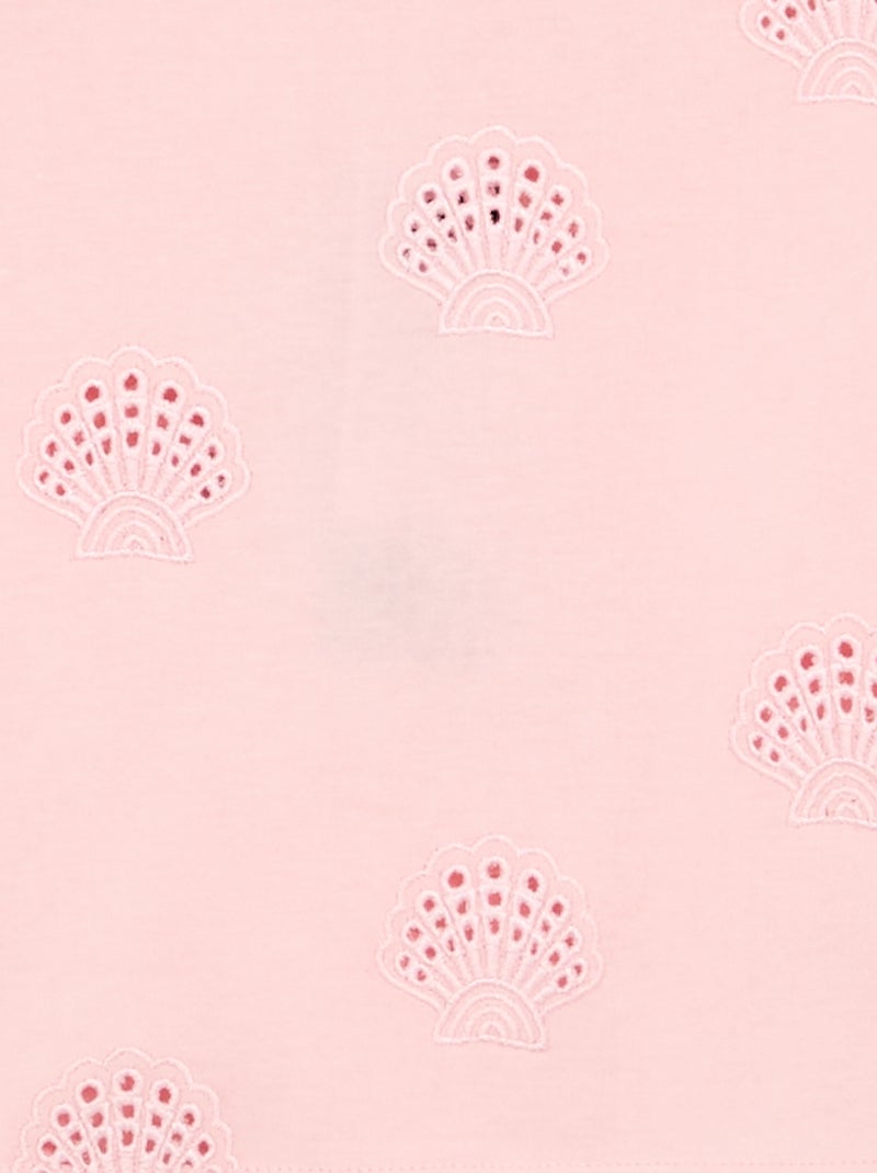 T-shirt crop con ricamo sangallo Rosa - Kiabi