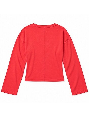 T-shirt crop con scollo a v, vestibilità slim busem