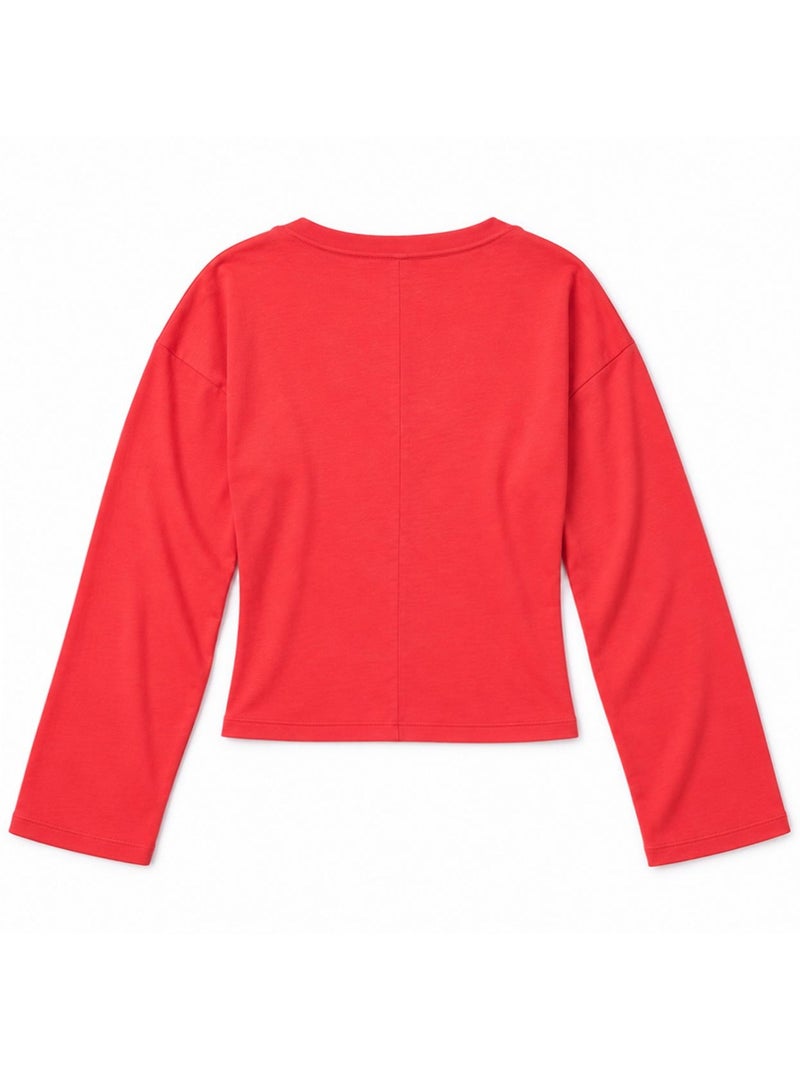T-shirt crop con scollo a v, vestibilità slim busem Arancione - Kiabi