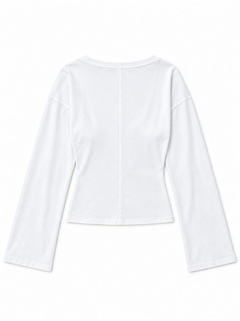 T-shirt crop con scollo a v, vestibilità slim busem Bianco - Kiabi