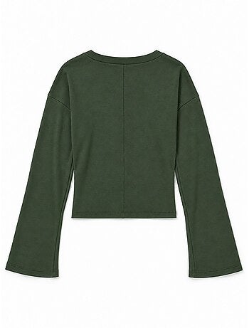 T-shirt crop con scollo a v, vestibilità slim busem