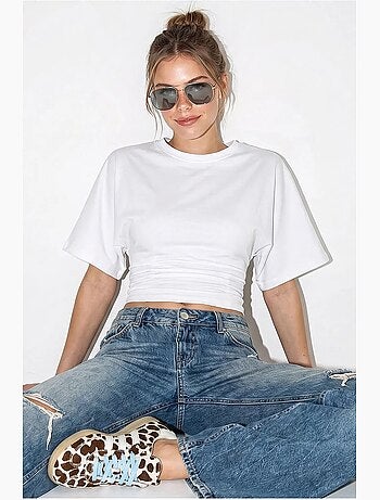 T-shirt crop da donna con girocollo lucci