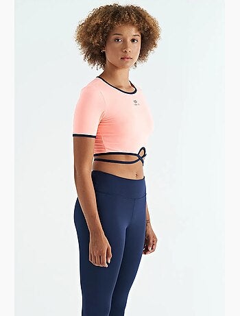 T-shirt crop elasticizzata con girocollo tommy