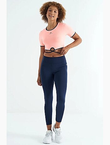 T-shirt crop elasticizzata con girocollo tommy