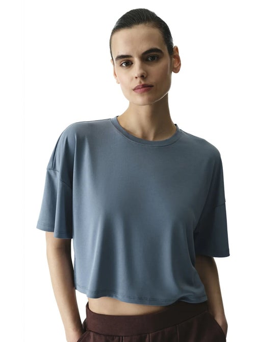 T-shirt crop in modal con spacco penti - Kiabi T-shirt crop in modal con spacco penti - Kiabi