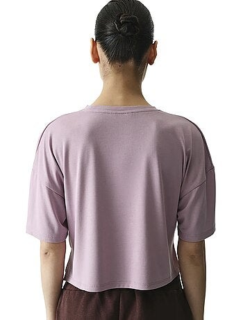 T-shirt crop in modal con spacco penti