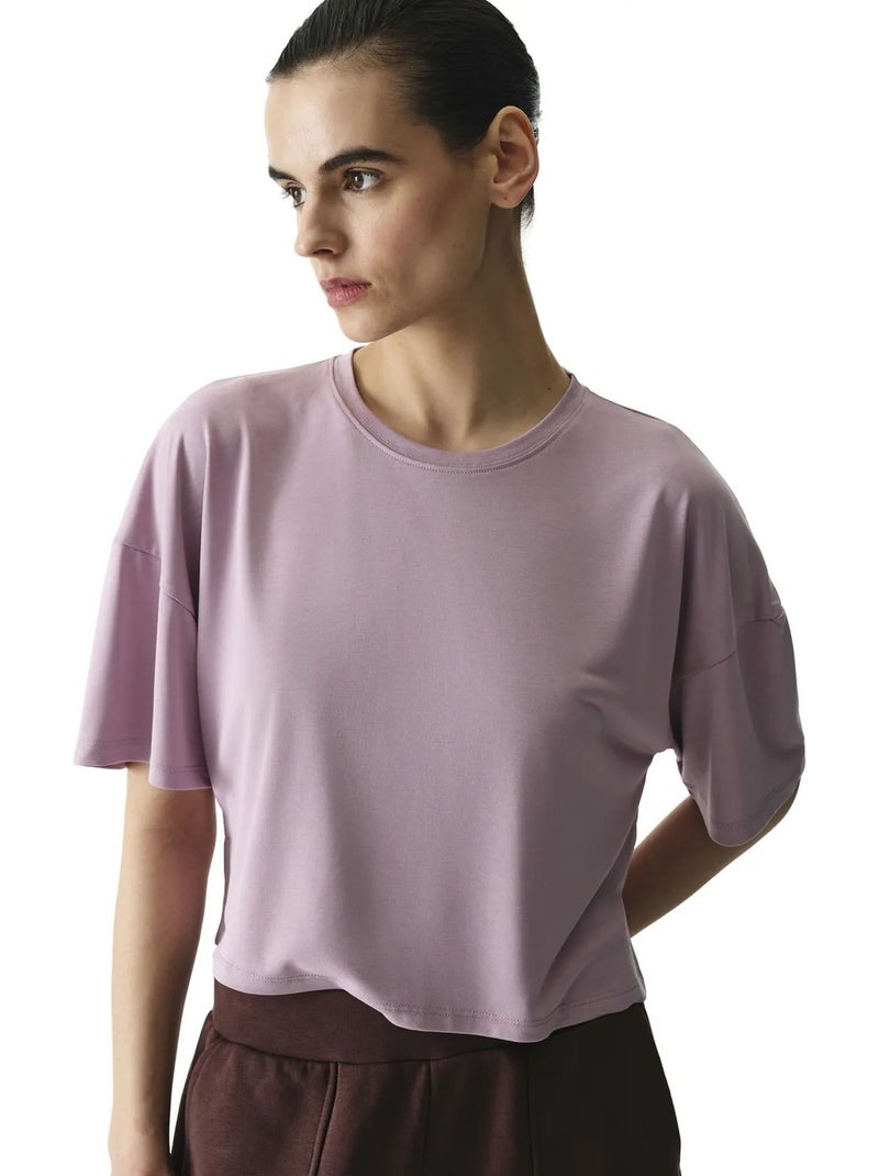 T-shirt crop in modal con spacco penti Lavanda - Kiabi