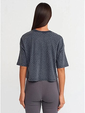 T-shirt crop oversize in cotone a pois dilvin