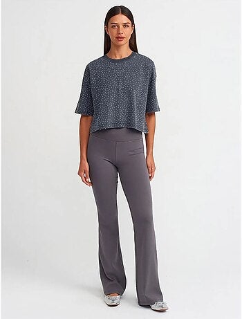 T-shirt crop oversize in cotone a pois dilvin