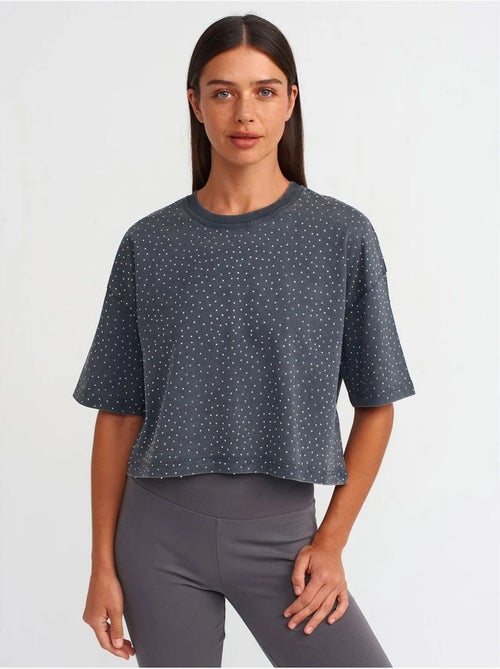 T-shirt crop oversize in cotone a pois dilvin - Kiabi T-shirt crop oversize in cotone a pois dilvin - Kiabi