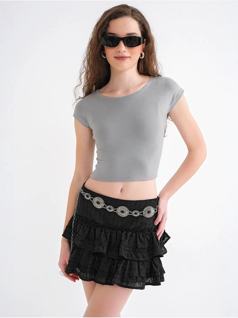 T-shirt crop slim fit mixray Grigio - Kiabi