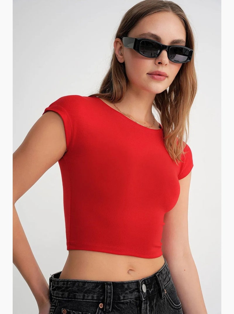 T-shirt crop slim fit mixray Rosso - Kiabi