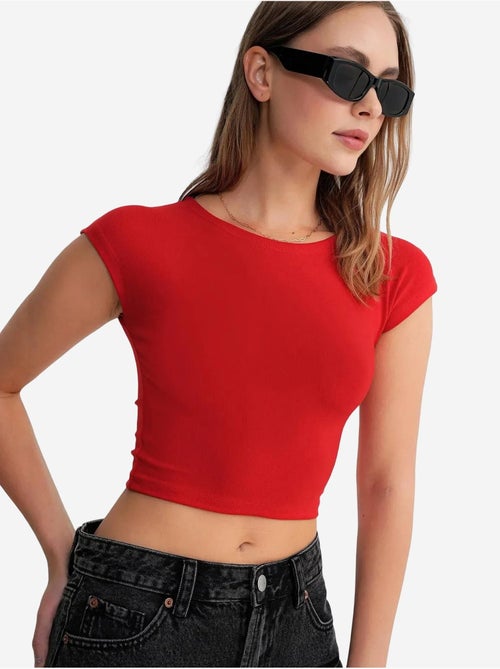 T-shirt crop slim fit mixray - Kiabi T-shirt crop slim fit mixray - Kiabi