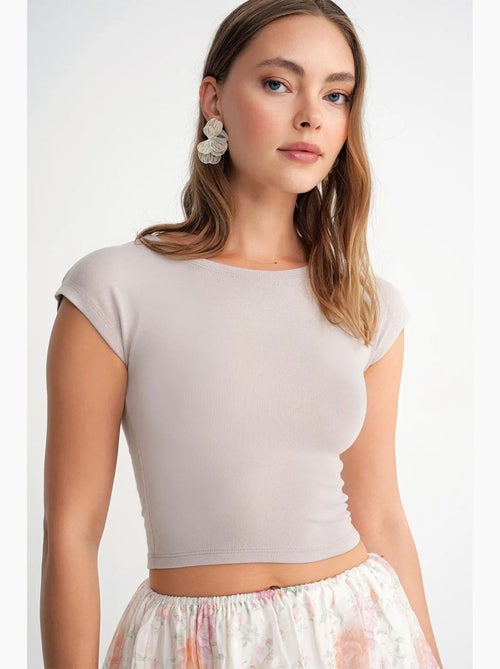 T-shirt crop slim fit mixray - Kiabi T-shirt crop slim fit mixray - Kiabi