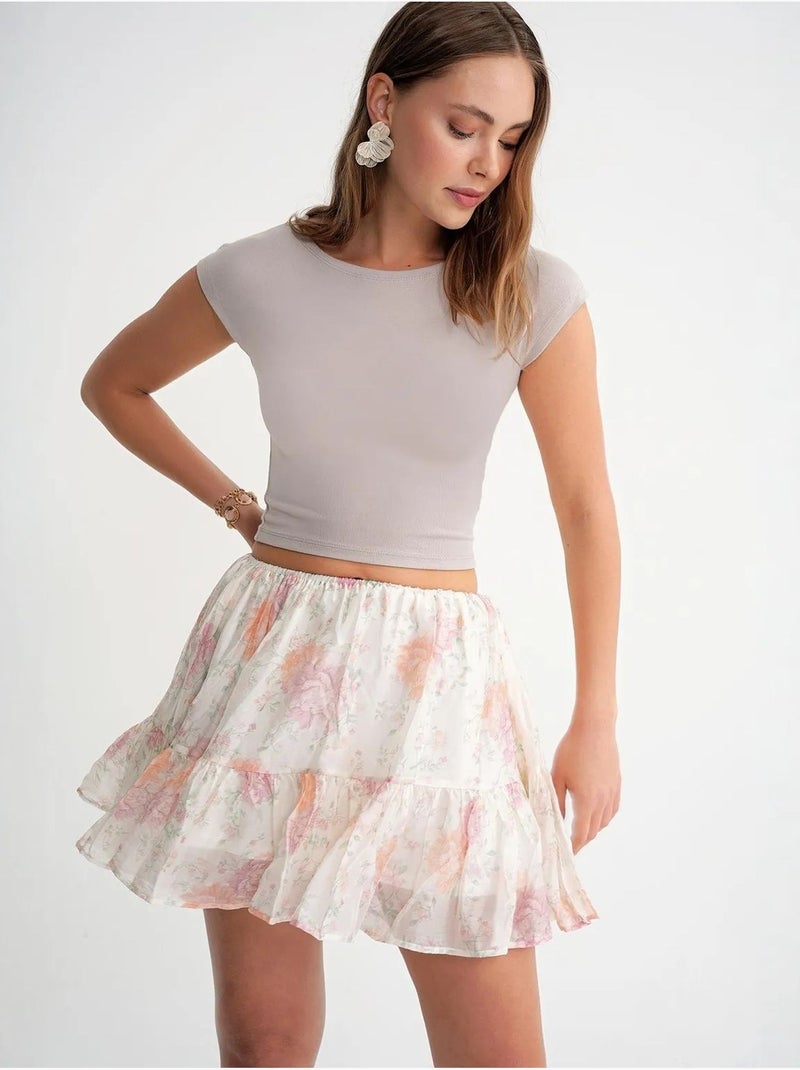 T-shirt crop slim fit mixray Sabbia - Kiabi