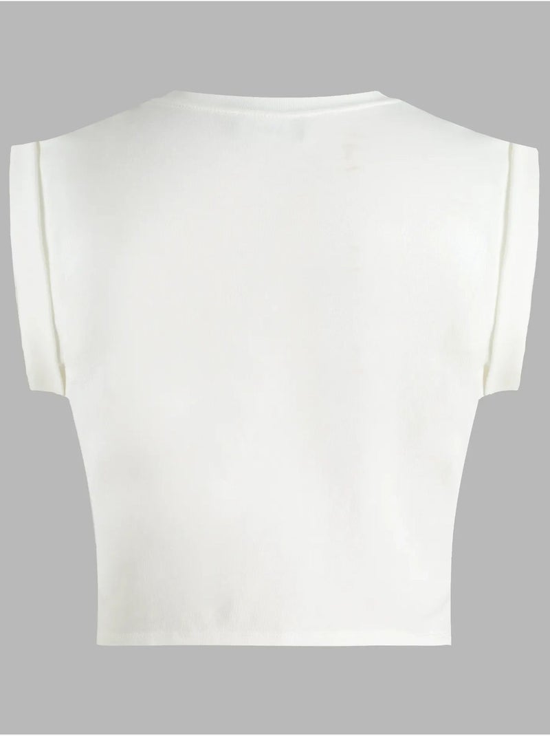 T-shirt crop stampata hiccup Bianco - Kiabi
