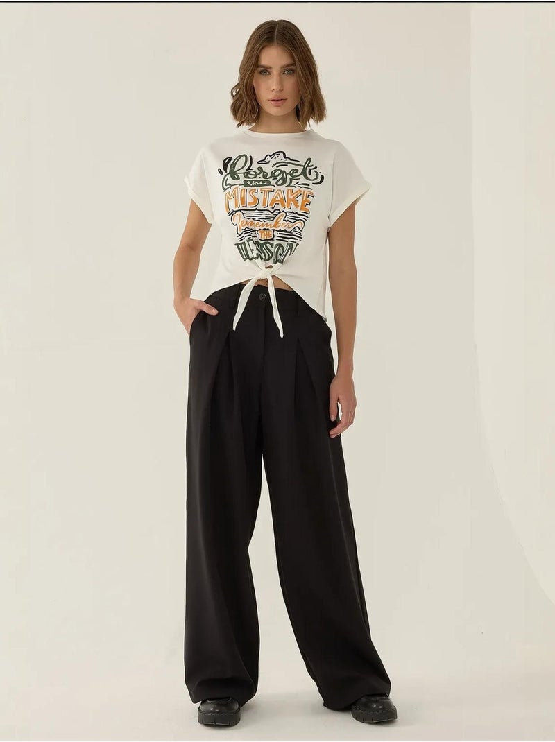 T-shirt crop stampata hiccup Bianco - Kiabi