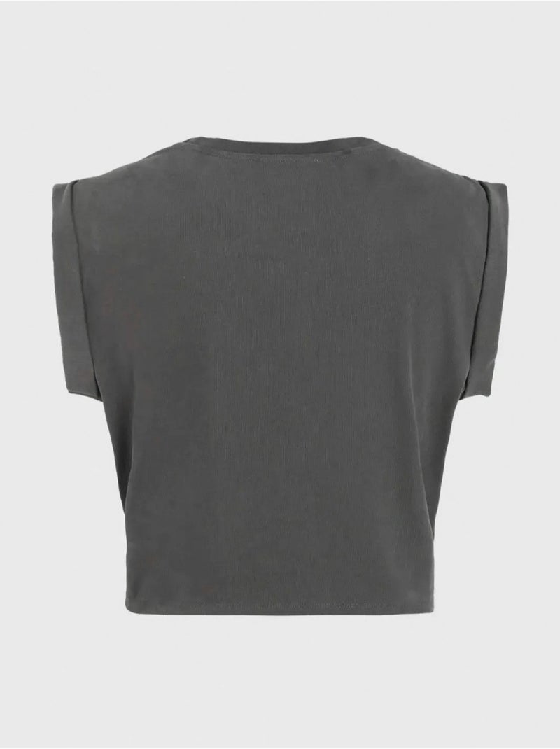 T-shirt crop stampata hiccup Grigio - Kiabi