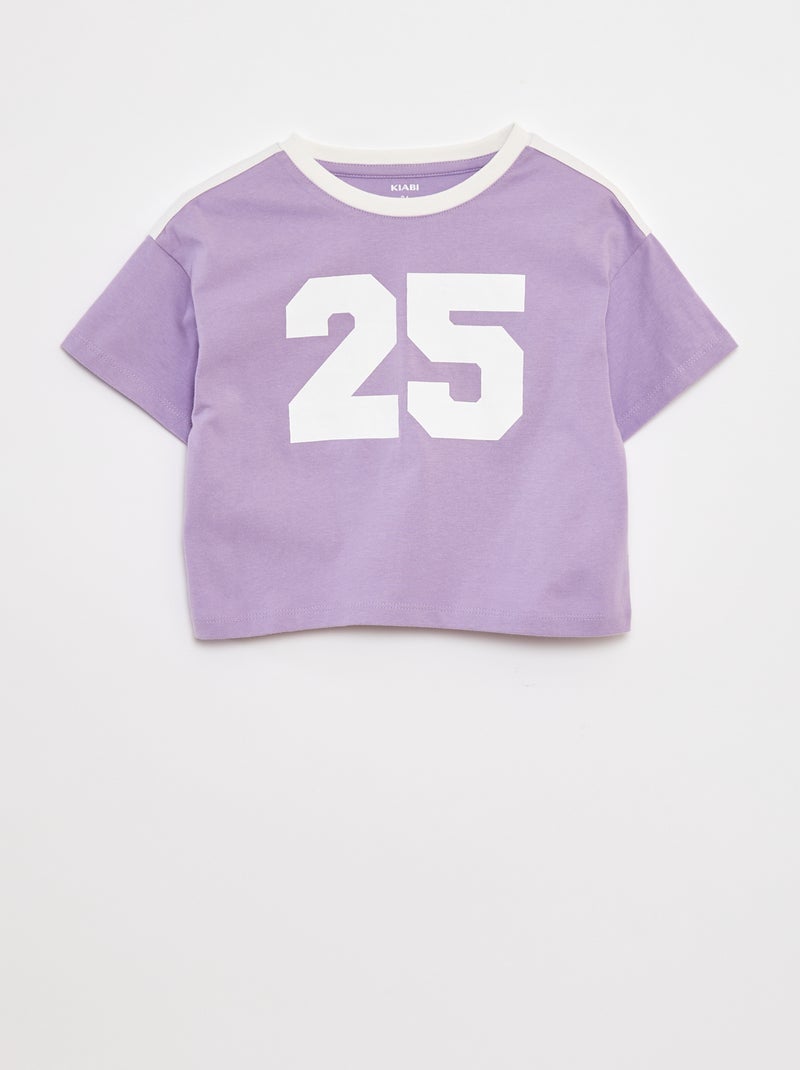 T-shirt crop stile college Viola - Kiabi