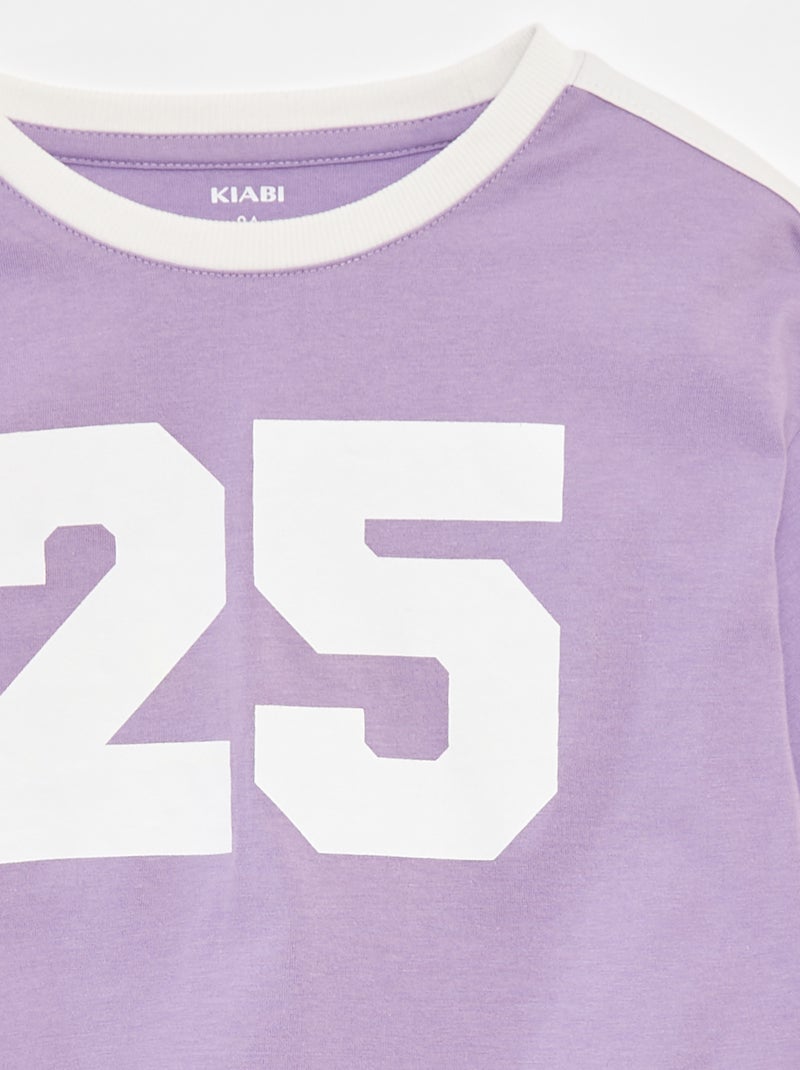 T-shirt crop stile college Viola - Kiabi
