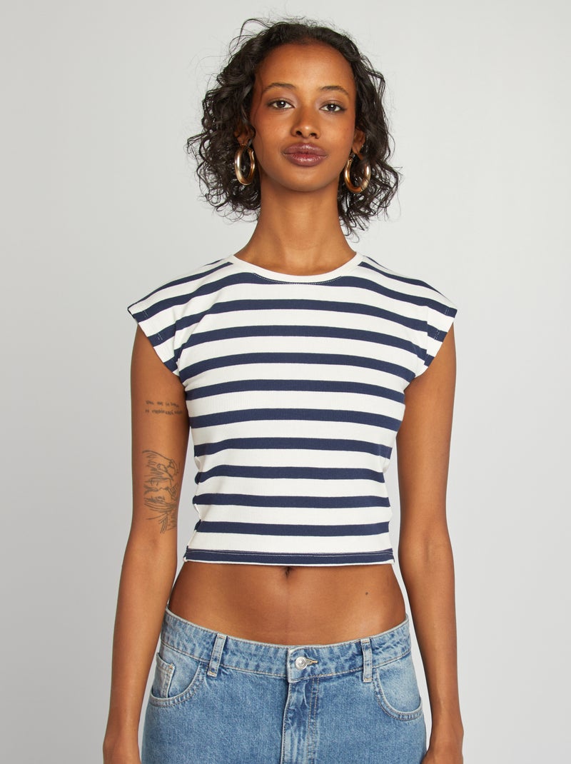 T-shirt crop top a maniche corte BIANCO - Kiabi
