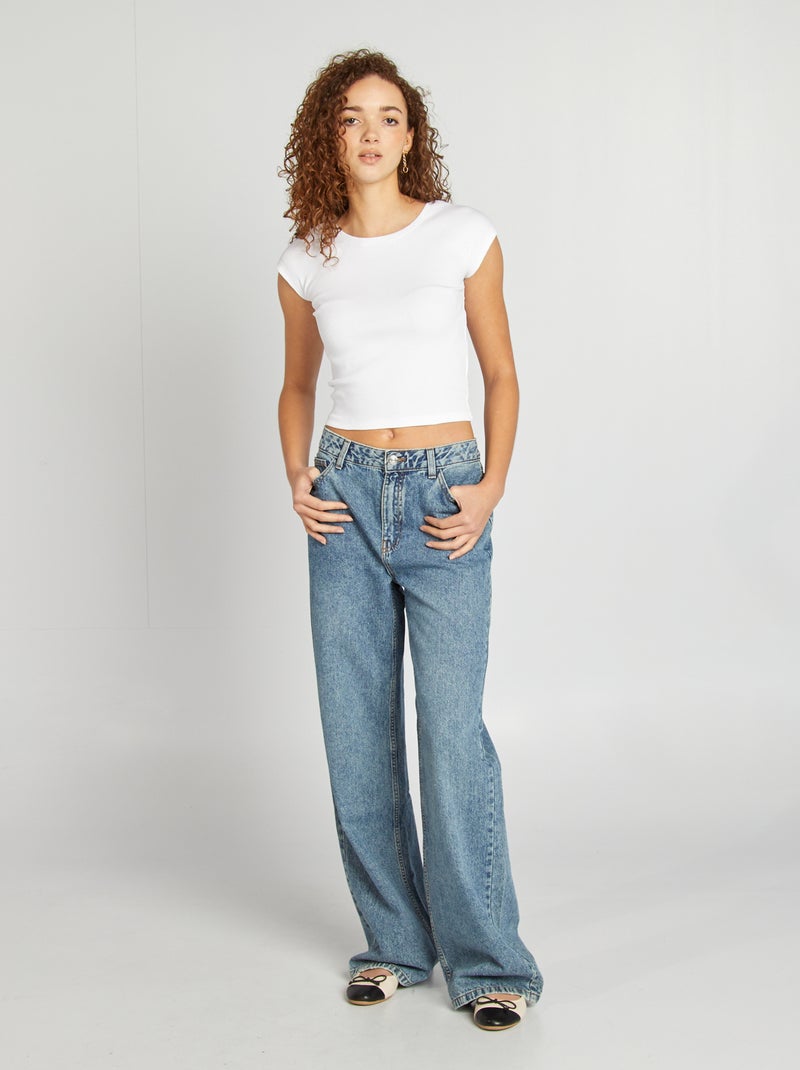 T-shirt crop top a maniche corte bianco - Kiabi