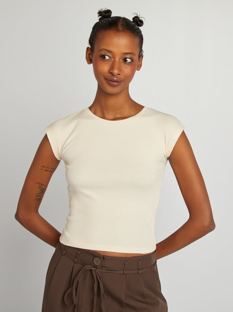 T-shirt crop top a maniche corte GRIGIO - Kiabi