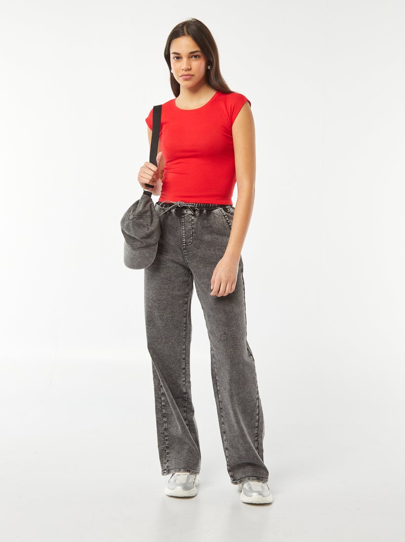 T-shirt crop top a maniche corte ROSSO - Kiabi