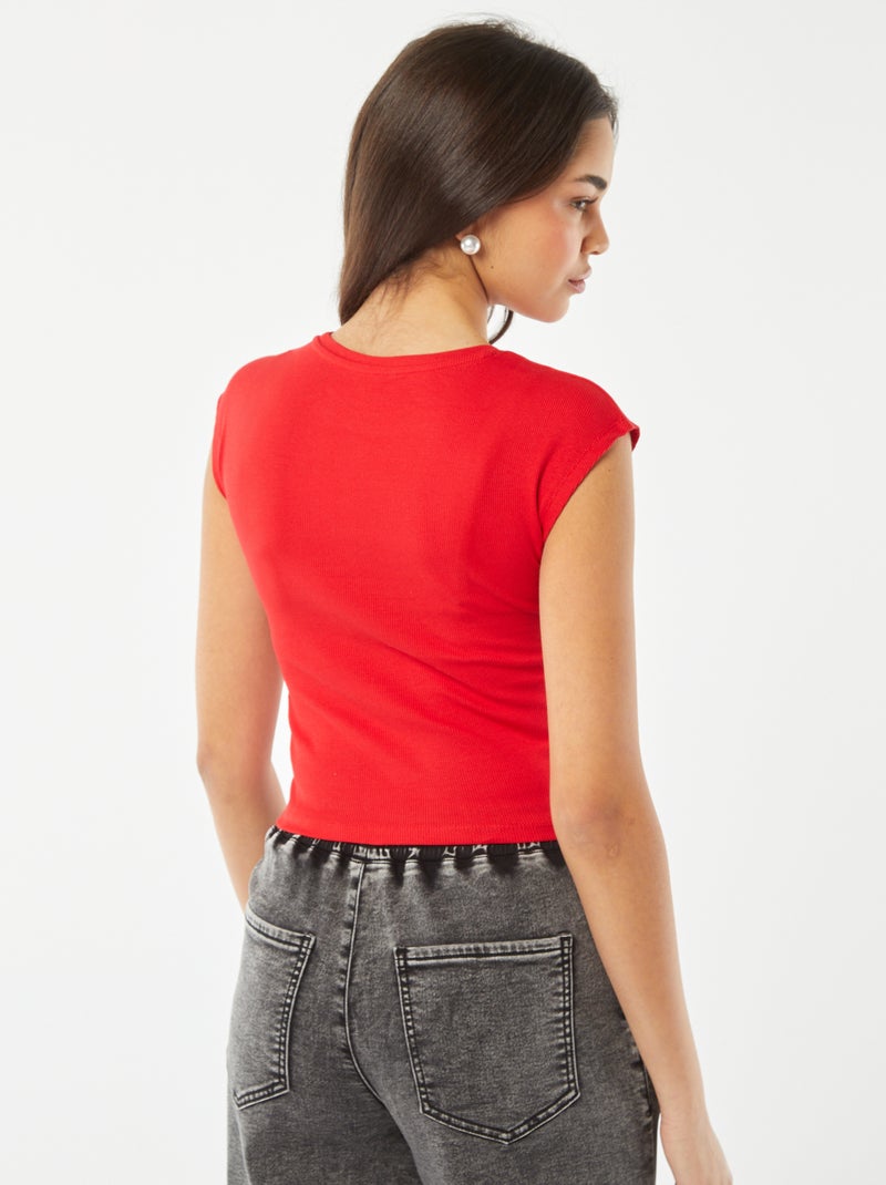 T-shirt crop top a maniche corte ROSSO - Kiabi