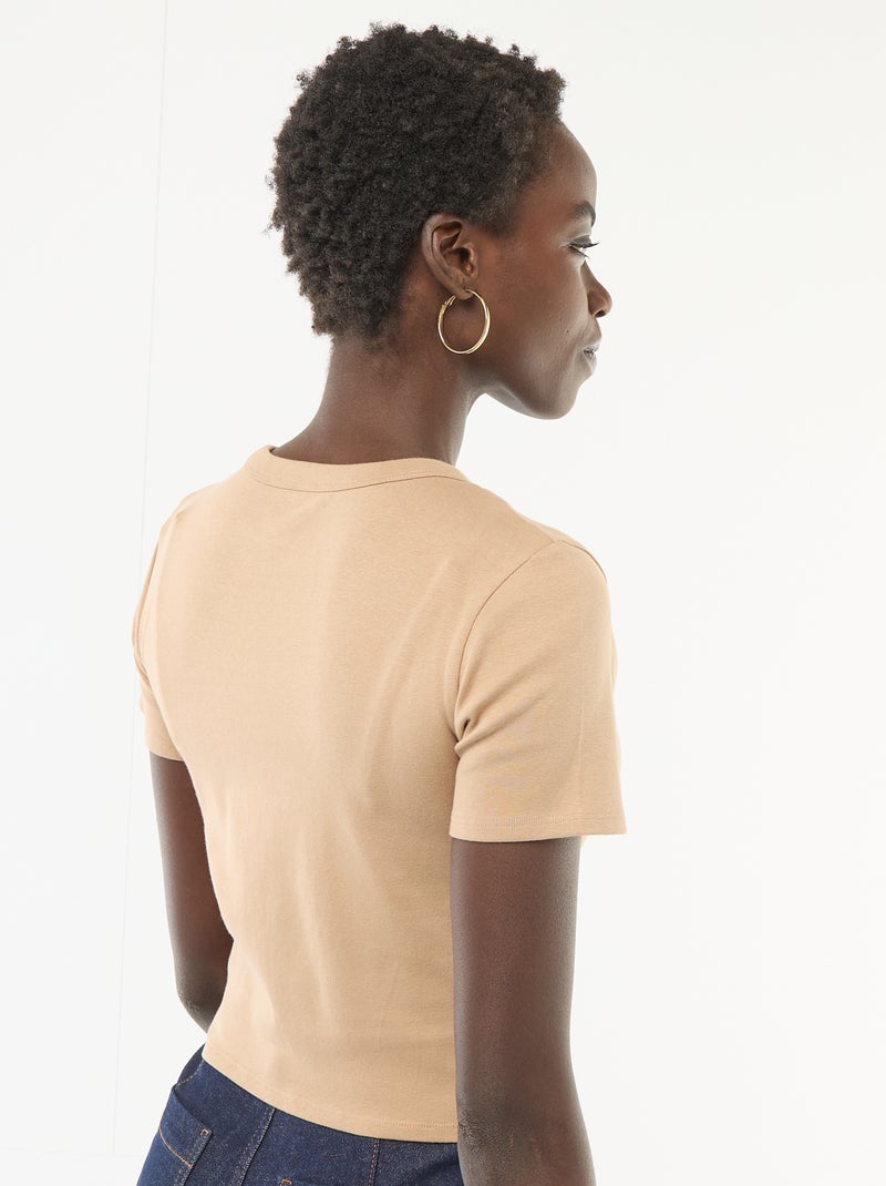 T-shirt crop top basico Beige - Kiabi
