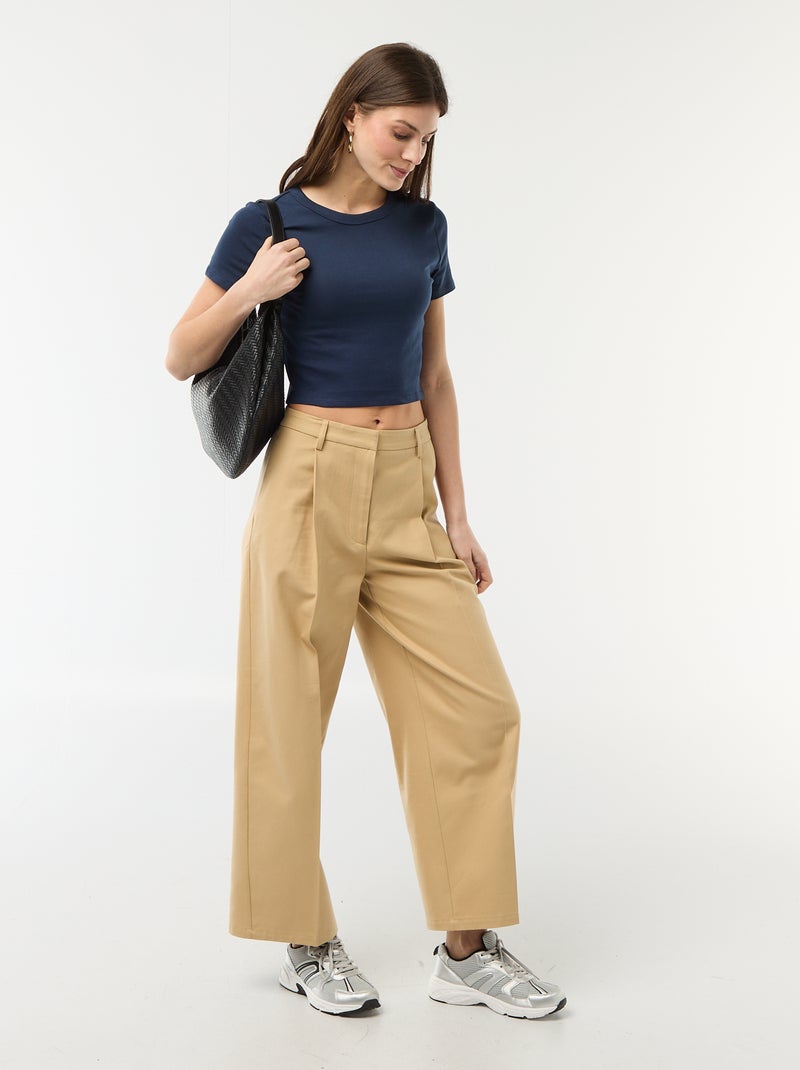 T-shirt crop top basico Blu - Kiabi