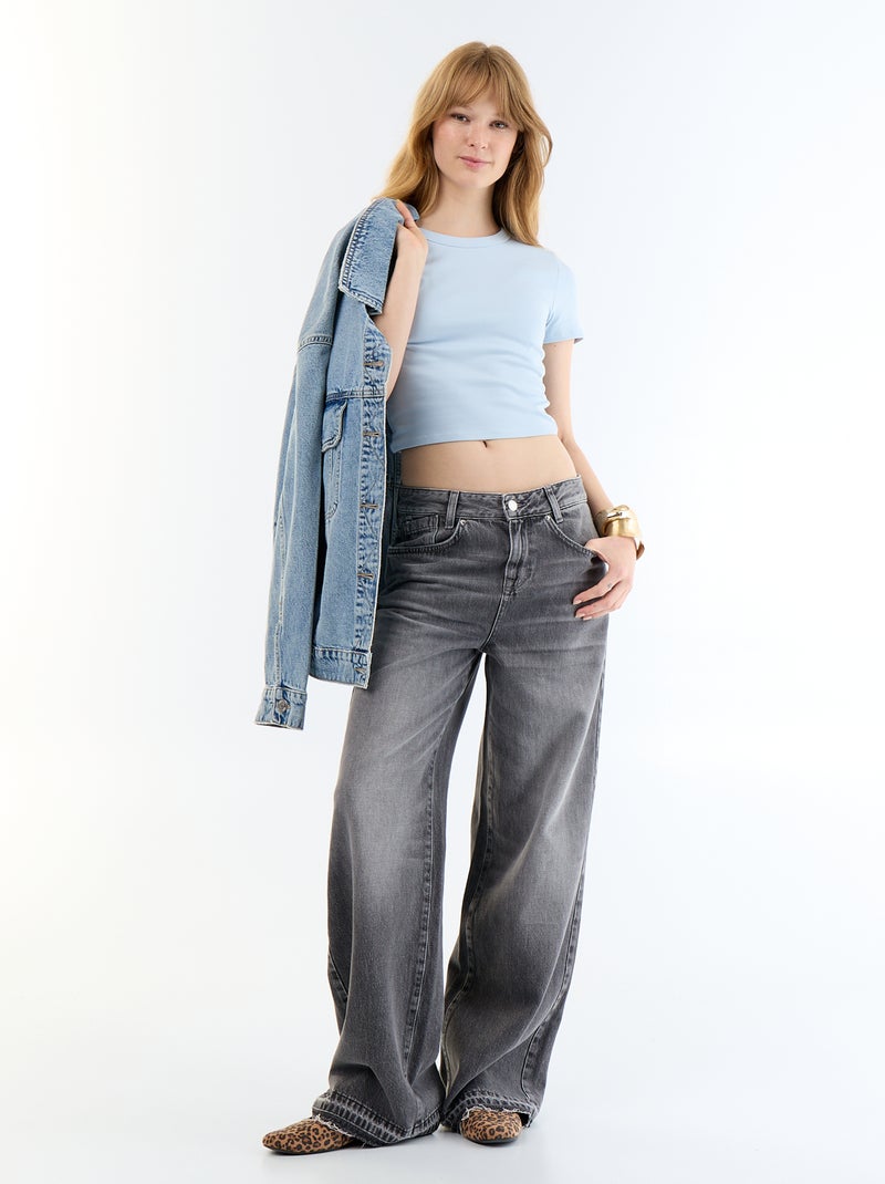 T-shirt crop top basico Blu - Kiabi