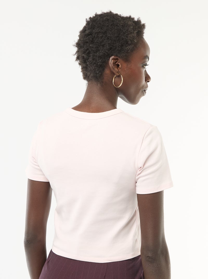 T-shirt crop top basico Rosa - Kiabi