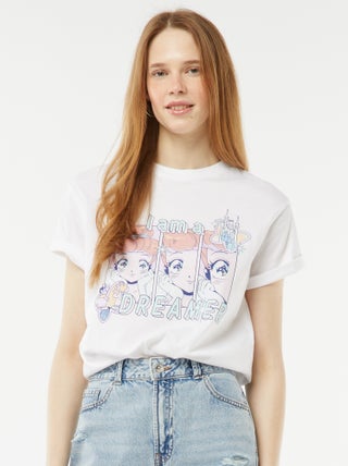 T-shirt crop-top 'Cenerentola' 'Manga' a maniche corte