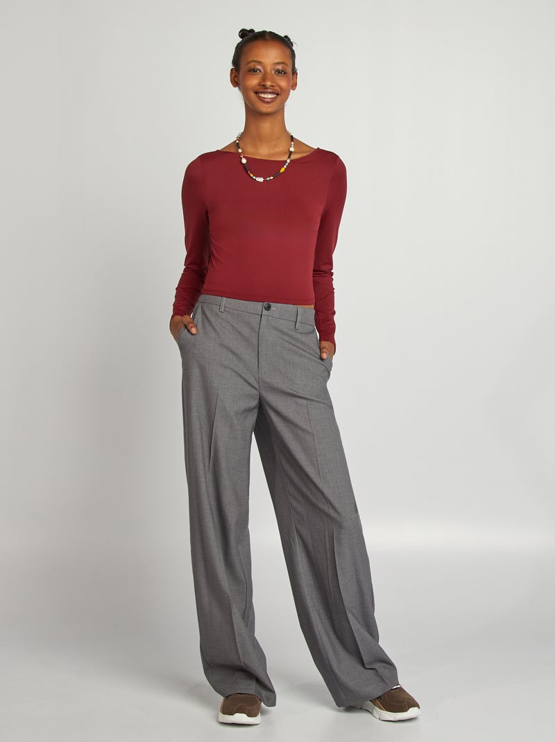 T-shirt crop top incrociata dietro ROSSO - Kiabi