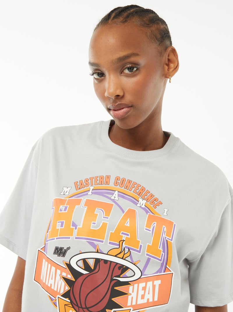 T-shirt crop-top 'Miami Heat' a maniche corte - grigio - Kiabi