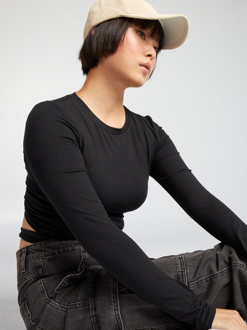 T-shirt crop top nero - Kiabi