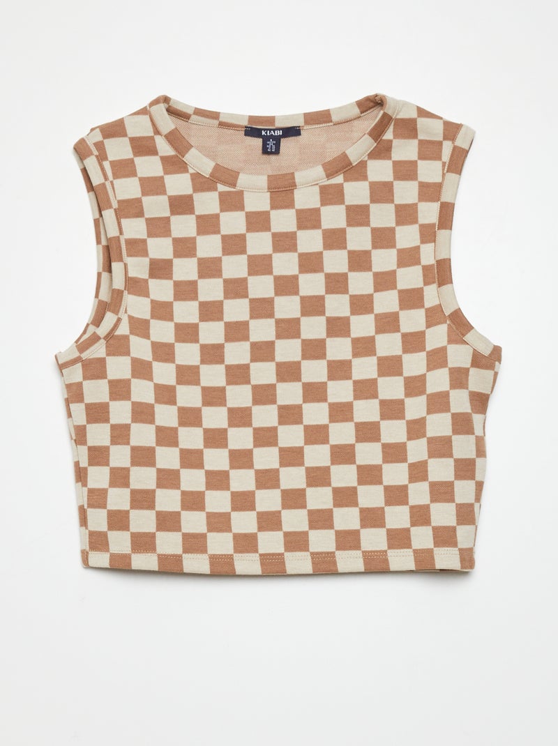 T-shirt crop top senza maniche BEIGE - Kiabi